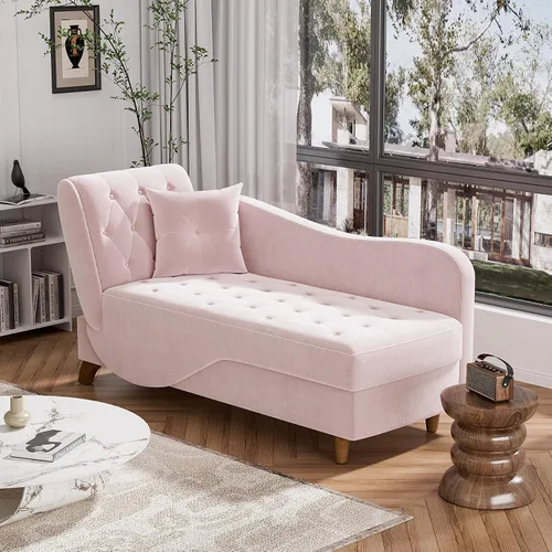 Miniatura 9 de DAMAIFROM Tumbona interior con almacenamiento, respaldo ajustable, silla de lectura reclinable, sofá cama con almohada, futón de terciopelo 3 en 1