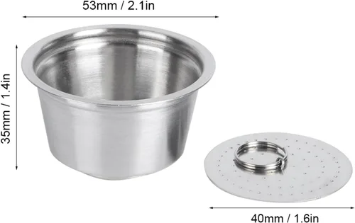 Miniatura 5 de Oumefar Cápsulas de café reutilizables, cápsulas de café reutilizables de acero inoxidable con tapa de silicona, taza de cápsula de café recargable
