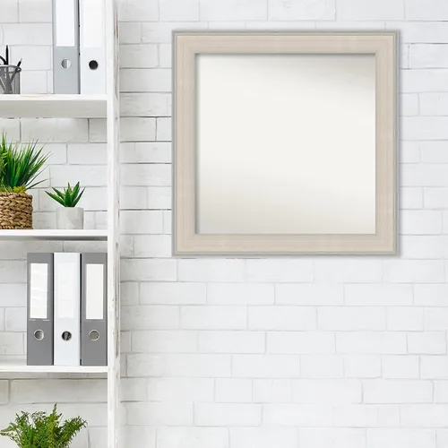 Miniatura 5 de Amanti Art Espejo de baño blanco para sobre el fregadero, 25 x 25 pulgadas, espejo de tocador cuadrado blanco y plateado, marco de madera de cabaña