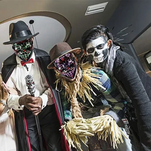 Miniatura 5 de Máscara LED de terror de Halloween, máscara de purga LED, máscara de luz LED para disfraz de Halloween