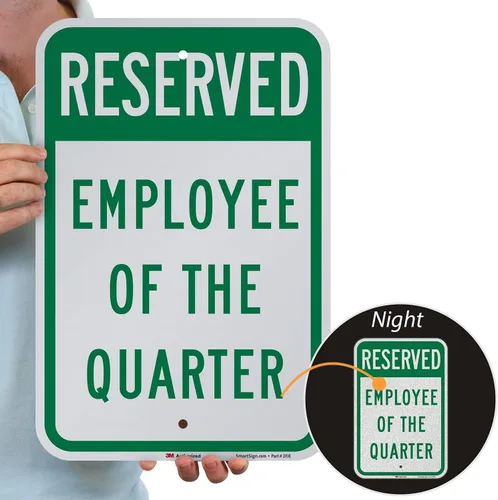 Miniatura 2 de SmartSign -K-7784-EG "Reserved - Employee Of The Quarter" Letrero de estacionamiento Aluminio reflectante de grado de ingeniero 3M de 12 x 18