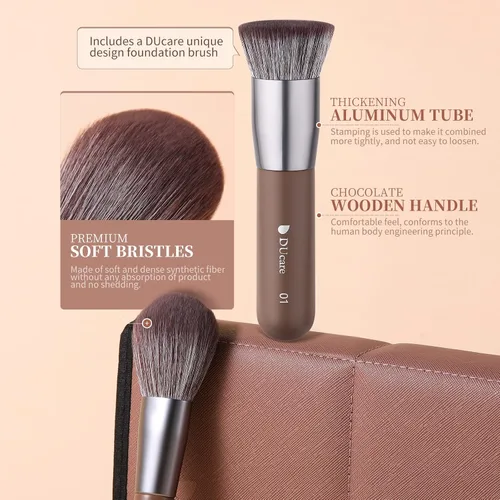 Miniatura 4 de DUcare Pinceles de maquillaje profesional con bolsa+espejo de tocador plegable con soporte