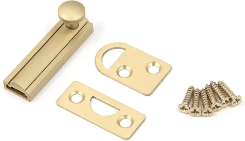 MY MIRONEY Perno de superficie de latón macizo Perno de puerta de superficie deslizante de hardware de 2 pulgadas Cerradura de perno de barril de oro