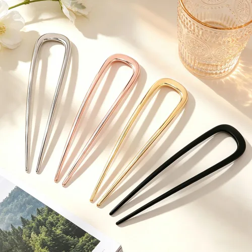 Miniatura 7 de Atoden Horquillas de metal para moño, estilo francés, updo, en forma de U, accesorios de peinado para mujeres