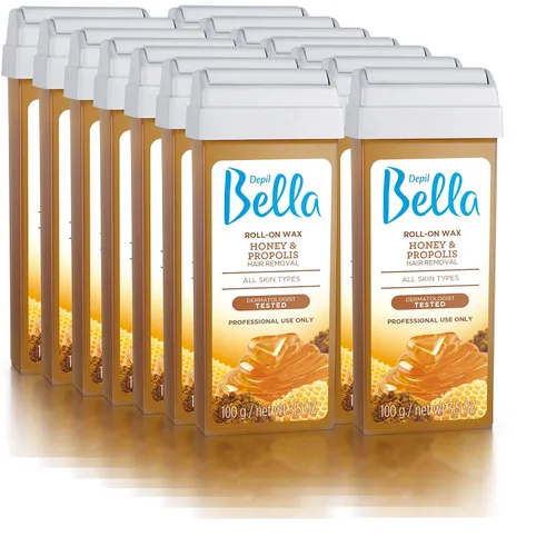 Depil Bella Rollo de cera depilatoria de miel y propóleos | Depilación corporal, cartucho de cera para depilación | Para hombres y mujeres | Auto