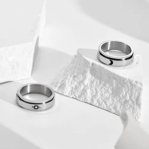 Miniatura 2 de Anillos personalizados para parejas, grabado personalizado de tungstenoacero inoxidable para él y ella, juego de anillos de boda para hombres