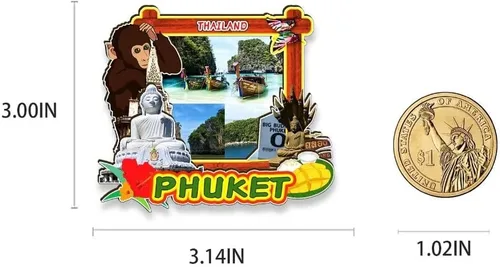 Miniatura 3 de Phuket Tailandia imán de nevera de madera 3D hitos de viaje coleccionables recuerdos decoración hecha a mano