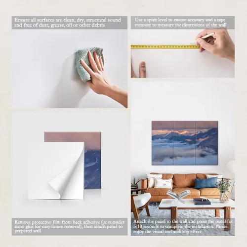 Miniatura 6 de JBER Paquete de 6 paneles acústicos artísticos, paneles de pared insonorizados de 72 x 48 pulgadas, paneles de pared autoadhesivos grandes, paneles