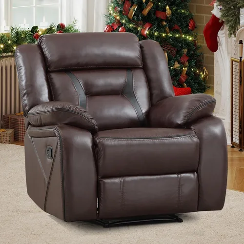 Miniatura 14 de EBELLO Juego de sofá reclinable manual, juego de muebles de sala de estar reclinables de cuero sintético, incluye sofá de dos plazas y sofá Marrón