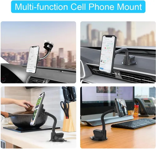 Miniatura 9 de APPS2Car Soporte magnético para teléfono de coche [6 imanes fuertes], soporte para teléfono celular de coche [ventosa], soporte de teléfono