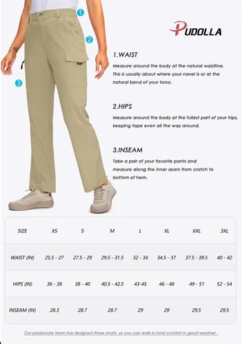 Miniatura 7 de Pudolla Women's Hiking Pants with Pockets Boot Cut Lightweight Cargo Travel Camping Golf Pants for All Seasons