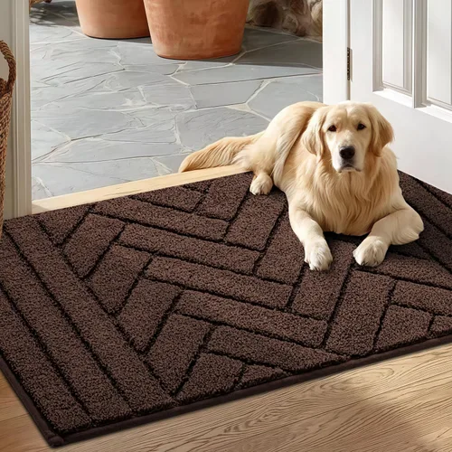 Tindbea Tapete para perro para patas fangosas, absorbe la humedad, la suciedad, antideslizante, lavable, tapete de barro para perros, parte trasera