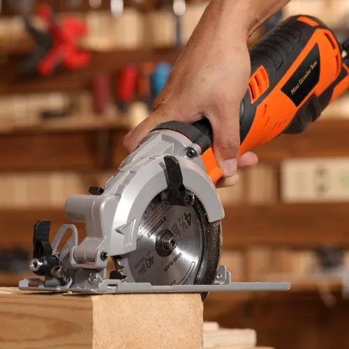 Miniatura 8 de Power Circular Saw,5.8A Mini Circular Saw,3500RPM Corded Saw Equipped with 2 Pcs 4-1/2" Blades，Maximum Cutting 1-11/16" at 90° and 1-1/8"at 45° for