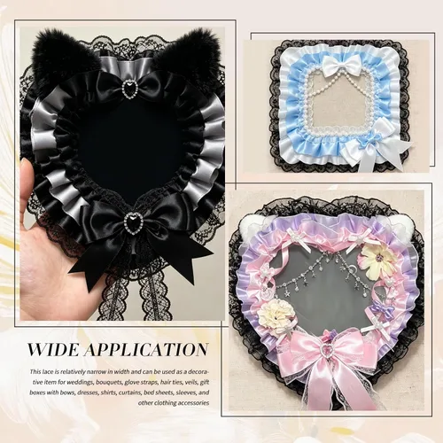 Miniatura 6 de Cinta de encaje, cinta de volantes, cinta de encaje negro de 6 yardas, adornos de cordones negros de 1.8 pulgadas de ancho, cintas delicadas