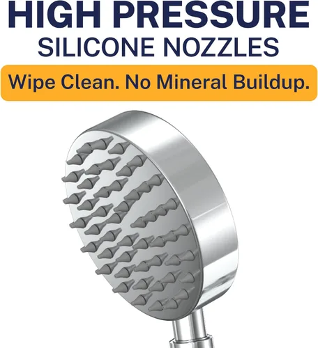 Miniatura 4 de HammerHead Showers® Cabezal de ducha de mano de metal sólido, cromado, cabezales de ducha de alta presión de 2.5 GPM, varita rociadora de 4 Cromo