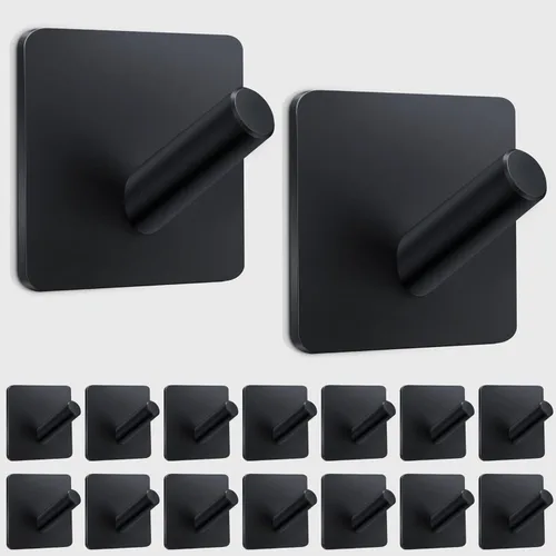 Miniatura 9 de xdgeLoad Ganchos para toallas de baño, 4 unidades, ganchos de pared resistentes para baños, abrigos, batas, cocina, ganchos autoadhesivos sin Negro