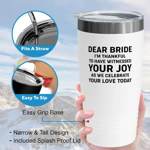 Miniatura 4 de Bride Gift from Officiant Tumbler 20oz White -Witnessed Joy - Bridal Shower Bride To Be Bachelorette Party Newlywed Wedding Officiant Brother