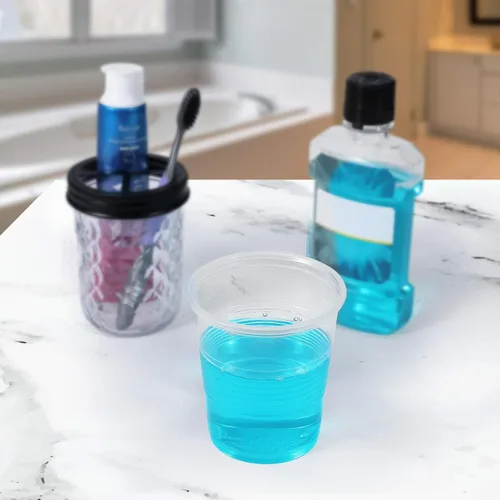 Miniatura 2 de Paquete de 300 vasos de plástico transparente de 3 onzas, vasos desechables para enjuague bucal para baño, pequeños vasos de plástico para expreso