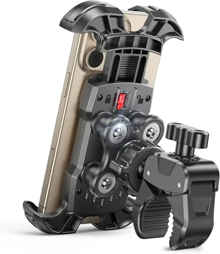 Miniatura 8 de Soporte de teléfono para motocicleta, [bloqueo de un clic] soporte para teléfono de bicicleta, [protección acolchada mejorada] Soporte de teléfono