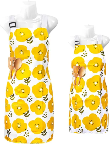 Miniatura 8 de Mommy and Me Apron Set, 2PCS Matching Aprons for Kids and Adults with Pocket, Adjustable Cute Kids Apron for Backing