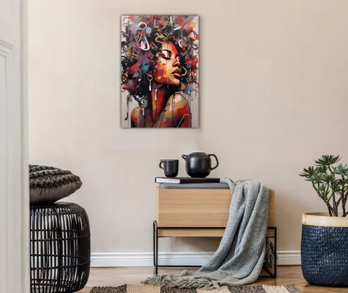 Miniatura 243 de Arte de pared afroamericano, decoración de rey y reina bailarín negro para sala de estar, arte de pareja de amor negro para dormitorio, lienzo