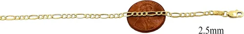 Miniatura 3 de Yellow Gold Hollow Figaro Chain Collar real de 10 quilates de 16 a 24 pulgadas, 0.098in