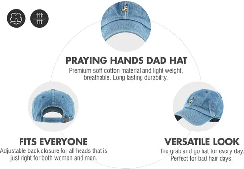 Miniatura 4 de Gorra de béisbol con diseño de manos rezando, para papá, estilo polo no construido, ajustable