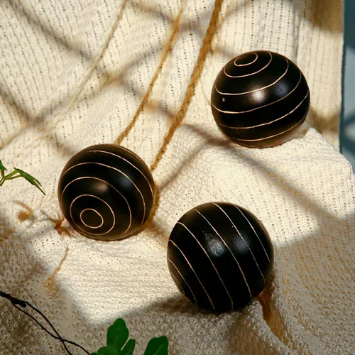 Miniatura 6 de Orbes decorativos para cuencos y jarrones, patrón circular, bolas redondas de resina de 4 pulgadas, juego de 3, centro de mesa de café para sala