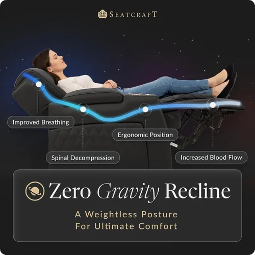 Miniatura 4 de Seatcraft Apex Zero-Gravity CoolZero - Asiento de cine en casa de cuero italiano, reposacabezas eléctrico, lumbar eléctrico, reclinable eléctrico