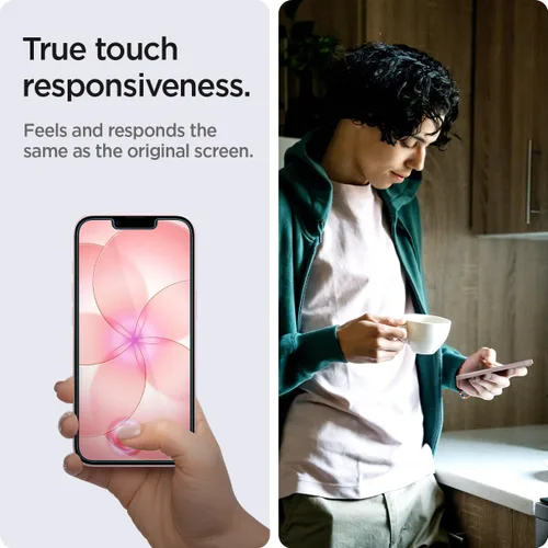 Miniatura 4 de Spigen Protector de pantalla de vidrio templado [GlasTR EZ FIT] diseñado para iPhone 14 / iPhone 13 Pro/iPhone 13 [2 unidades]