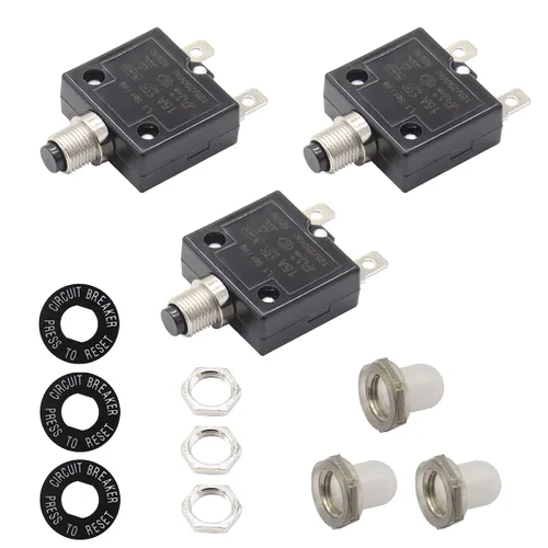 Miniatura 10 de Interruptor de circuito de botón de reinicio manual, interruptor de sobrecarga térmica de 12V-24V CC para lancha, RV, automóvil, camión 5A