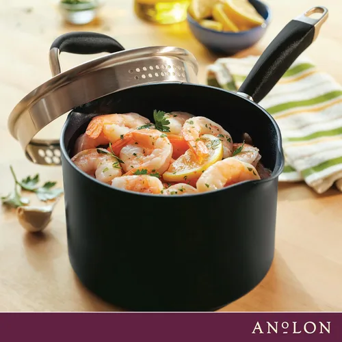 Miniatura 27 de Anolon Advanced Home Sartén/Cacerola de Salsa Cónica Antiadherente Dura Anodizada, 4.5 Cuartos de Galón (Moonstone)