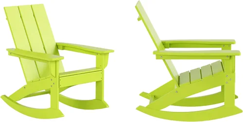 Miniatura 38 de HDPE Laguna Silla mecedora Adirondack de polietileno para exteriores (juego de 2), color negro