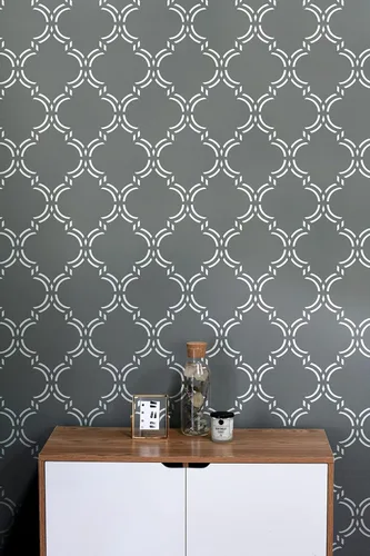 Miniatura 5 de PINKIPO®, Elegante marroquí, plantilla XL (16 x 40 pulgadas), plantilla de pared grande étnica, plantillas de pared geométricas clásicas