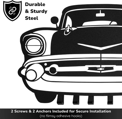Miniatura 3 de MOOH Llavero de metal para automóvil con 6 ganchos, decoración única de pared para hombres y mujeres, decoración de cueva de hombre genial