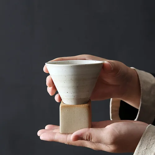 Miniatura 2 de Taza de té personal de cerámica vintage, 6.8 fl oz, tazas de café expreso, taza de café expreso, accesorios de té con base para oficina en casa