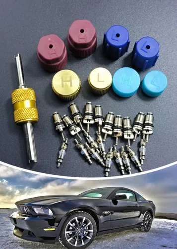 Miniatura 4 de Kit de núcleo de válvula de aire acondicionado, juego de tapas y núcleos de válvula, núcleo de válvulas de CA para automóvil y HVAC con tapas