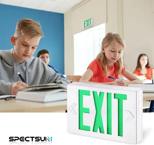 Miniatura 3 de SPECTSUN - Paquete de 4 letreros LED de salida, luz de salida de emergencia con batería de respaldo, doble cara, UL 924, CA 120/277V, ubicación