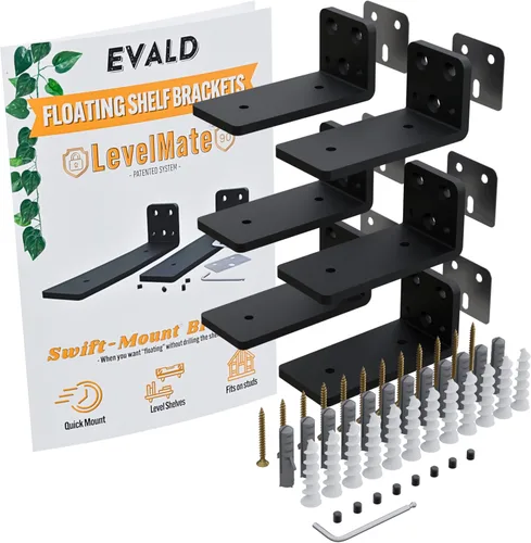 Miniatura 19 de EVALD Soportes flotantes para estantes Soportes ocultos de acero al carbono negro para tablero de 4 pulgadas (tamaño real de 3 1/4 pulgadas)