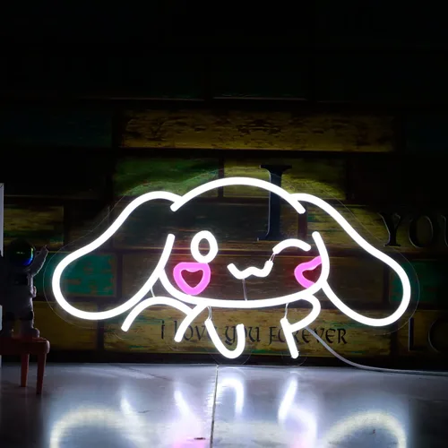 Miniatura 4 de Cinnamoroll - Letrero de neón con alimentación USB para decoración de habitaciones, personaje de dibujos animados japoneses, perro de caricatura