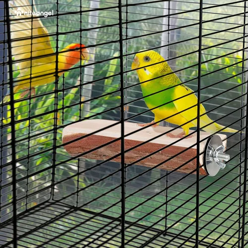 Miniatura 4 de Niteangel Percha de jaula para loros, plataforma de madera para pájaros (paquete de 1)