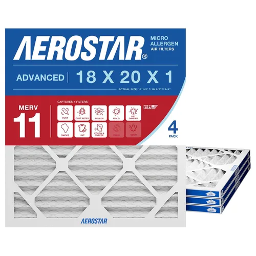 Miniatura 6 de Filtros de aire plisados MERV 8 de Aerostar de 18 x 20 x 1 pulgada - 4 unidades - Filtros de alta eficiencia para HVAC, caldera y aire acondicionado