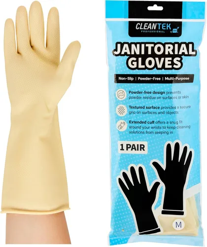 Miniatura 24 de Restaurantware Guantes de limpieza verdes, 10 pares de guantes de nitrilo de 15 mil de grosor, pequeños y resistentes con puño largo, forro