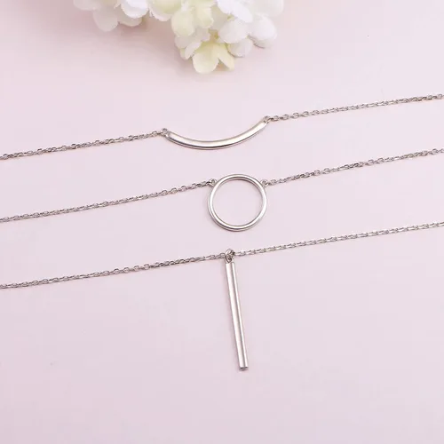 Miniatura 8 de Gargantilla larga de plata de ley bohemia con cuentas delicadas en capas para mujer