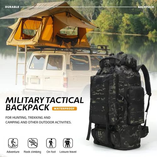 Miniatura 2 de Mochila de senderismo MOLLE de 70L/100L, mochila impermeable para viajes (CP)
