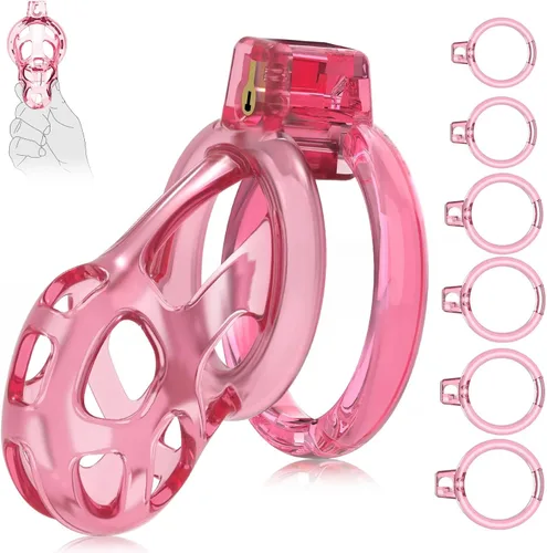 Miniatura 11 de Dispositivos de Jaula de Castidad Masculina - Jaula de Pene de Silicona Suave y Ligera para Hombre, Cintura de Castidad Transparente con Candado