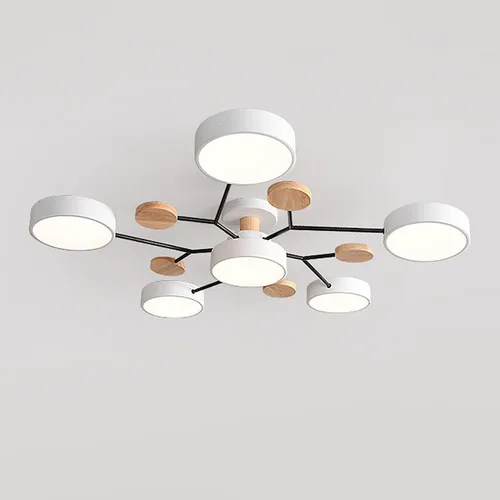Miniatura 26 de Lámpara de techo LED regulable, lámpara de techo moderna de 9 pulgadas, montaje empotrado, de madera, de 12 W, lámpara blanca para sala de estar