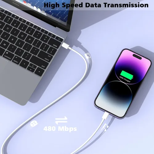 Miniatura 3 de Cargador de iPhone de carga rápida, paquete de 2 bloques de carga de pared USB C de Apple PD con cable USB-C a Lightning de 3 pies, adaptador tipo C