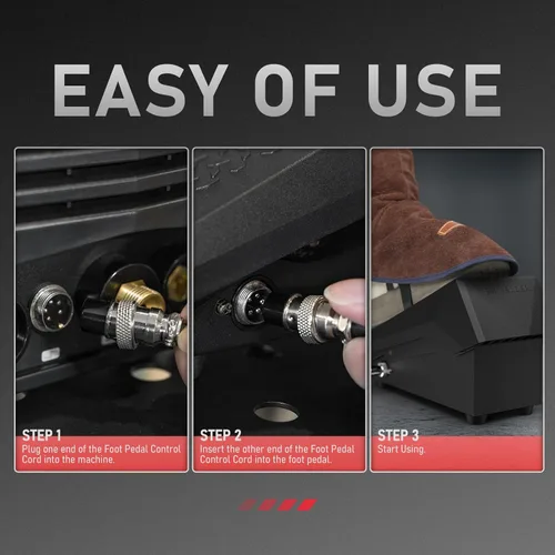 Miniatura 7 de YESWELDER Pedal de soldadura TIG, pedal de control de amplificador, compatible con TIG-200P ACDC TIG-205P YWT-200DC y otras máquinas con control