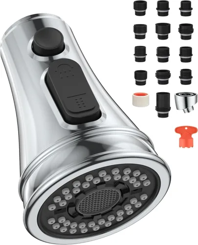 Miniatura 6 de Mbillion Reemplazo universal del cabezal del rociador de grifo de cocina de níquel cepillado, boquilla desplegable de 3 funciones con 14